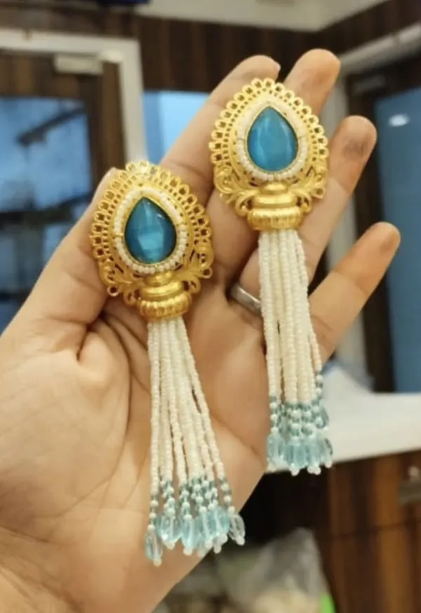 Blue_And_White_Brass_Earrings_For_Women_|_Anti-Tarnish