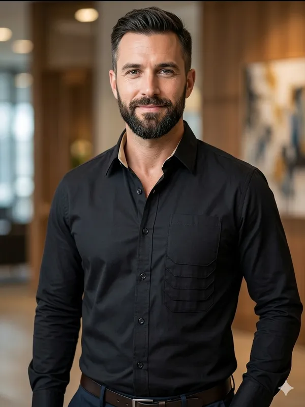 Black_Cotton_Satin_Finish_Formal_Shirt_For_Men
