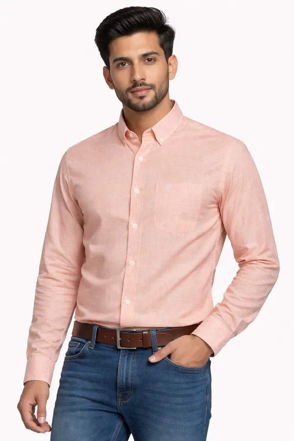 Peach_Soft_Linen_Casual_Shirt_For_Men