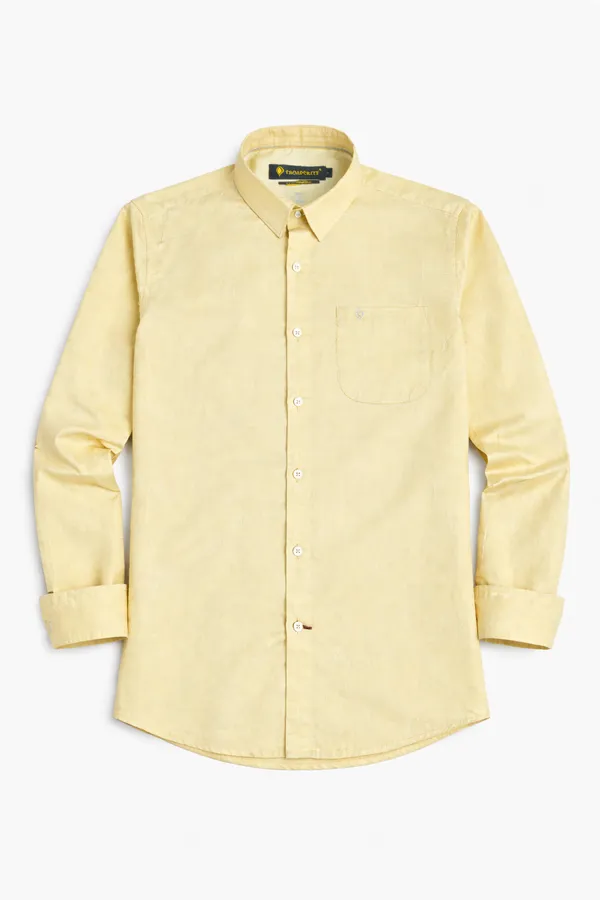 Lemon_Yellow_Soft_Linen_Casual_Shirt_For_Men