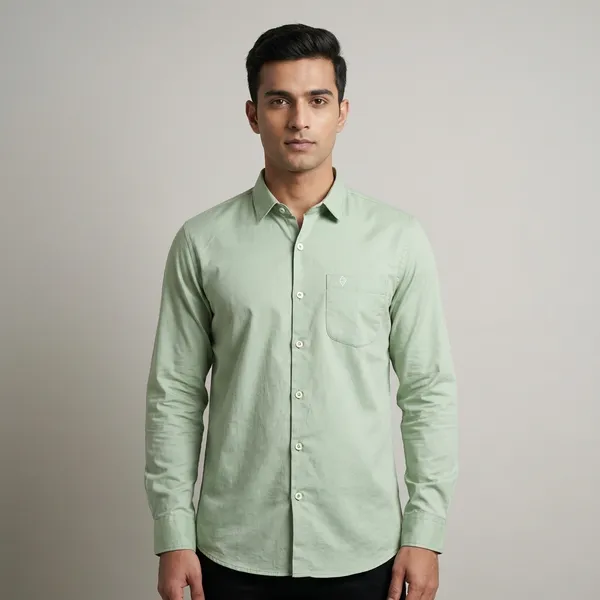 Light_Green_Cotton_Satin_Finish_Formal_Shirt_For_Men