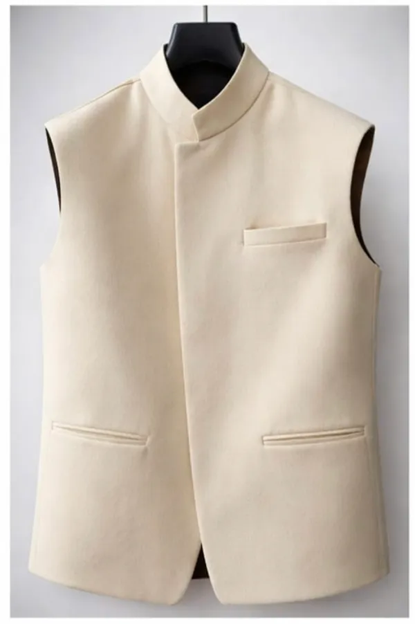 Cream_Poly_Blend_Nehru_Jacket_For_Men