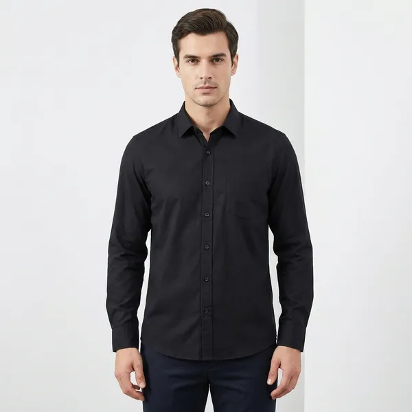 Black_Cotton_Satin_Finish_Formal_Shirt_For_Men