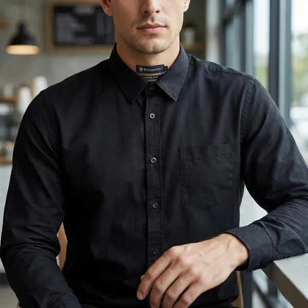 Black_Cotton_Satin_Finish_Formal_Shirt_For_Men