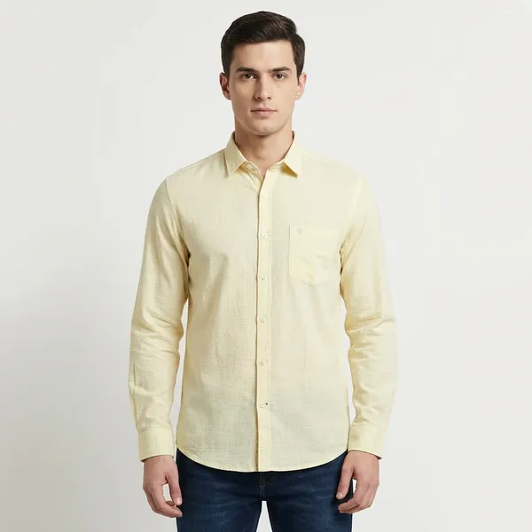 Lemon_Yellow_Soft_Linen_Casual_Shirt_For_Men