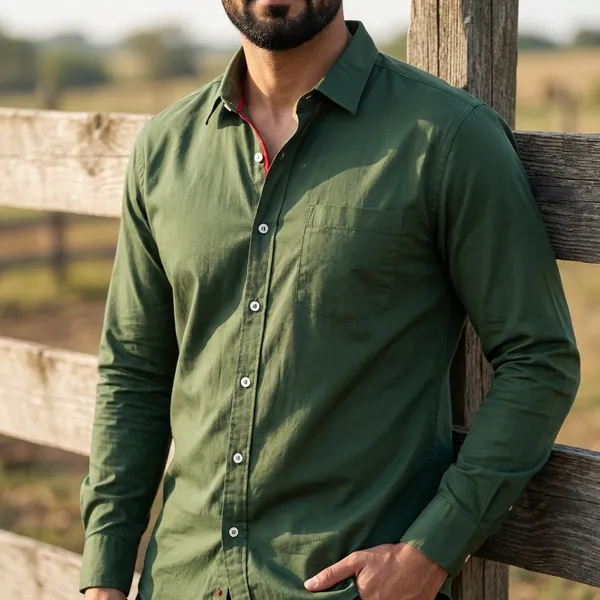Forest_Green_Cotton_Satin_Finish_Casual_Shirt_For_Men