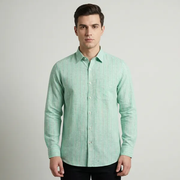 Green_Linen_Casual_Shirt_For_Men