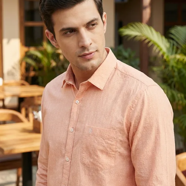 Peach_Cotton_Blend_Casual_Shirt_For_Men