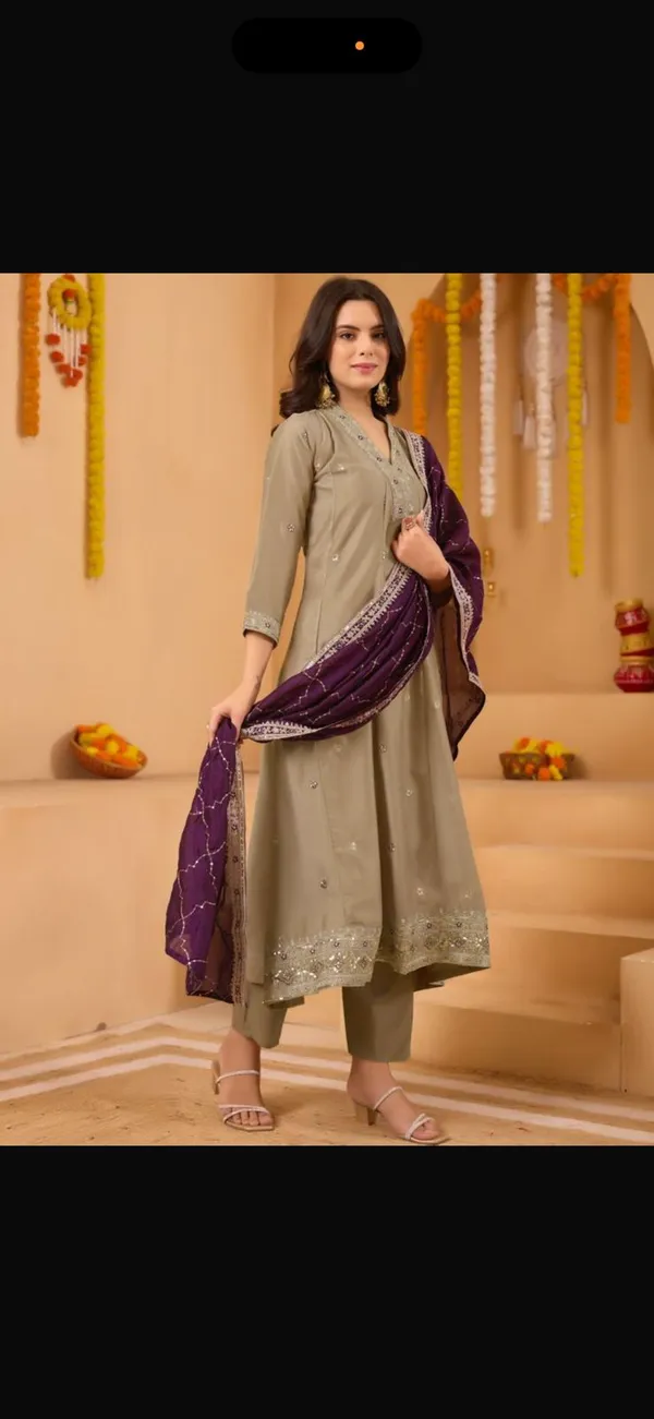Sage_Green_Vichitra_Anarkali_Suit_Set_For_Women