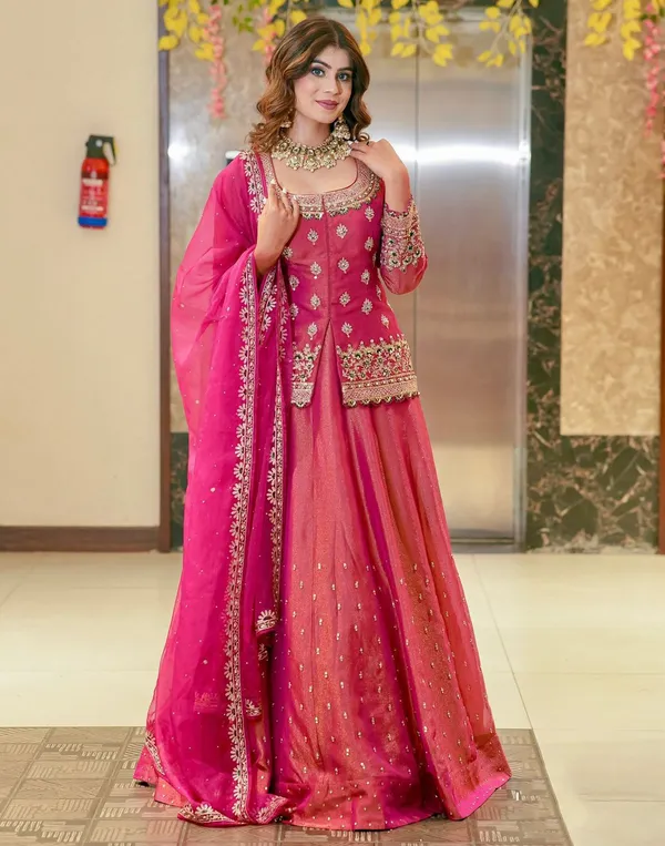 Pink_Roman_Silk_Lehenga_Choli_For_Women