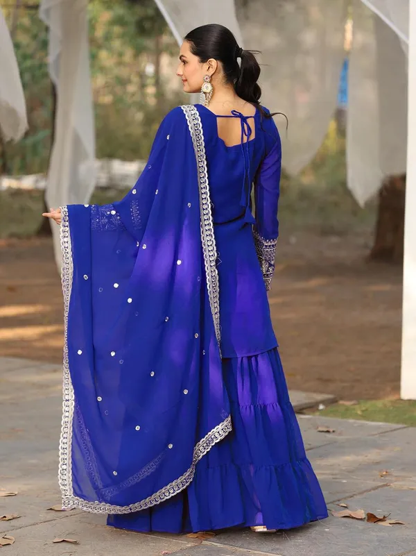Royal_Blue_Georgette_Gharara_Suit_Set_For_Women