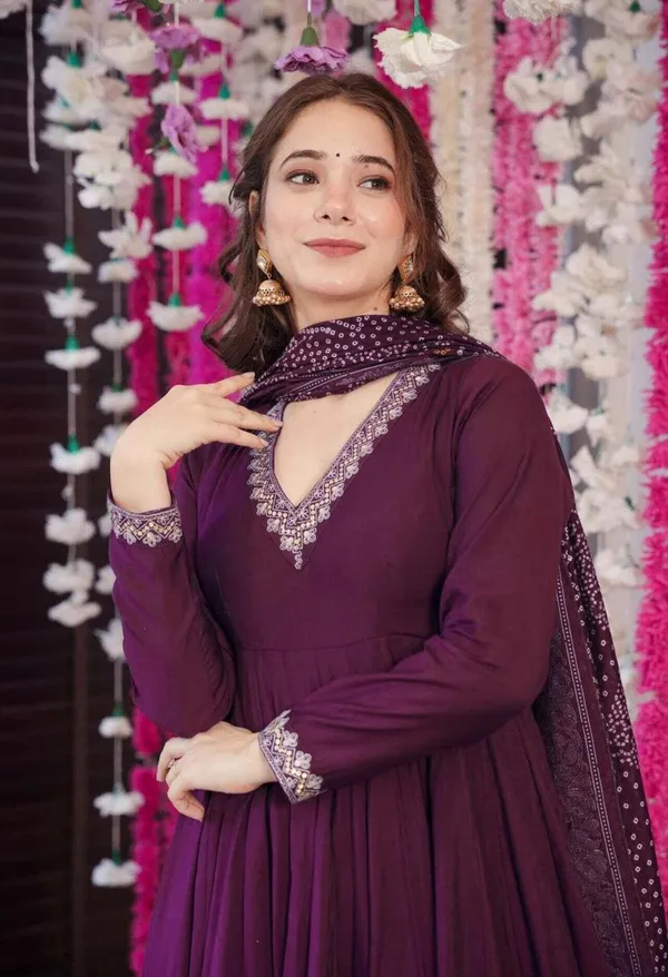 Purple_Vichitra_Anarkali_Suit_Set_For_Women