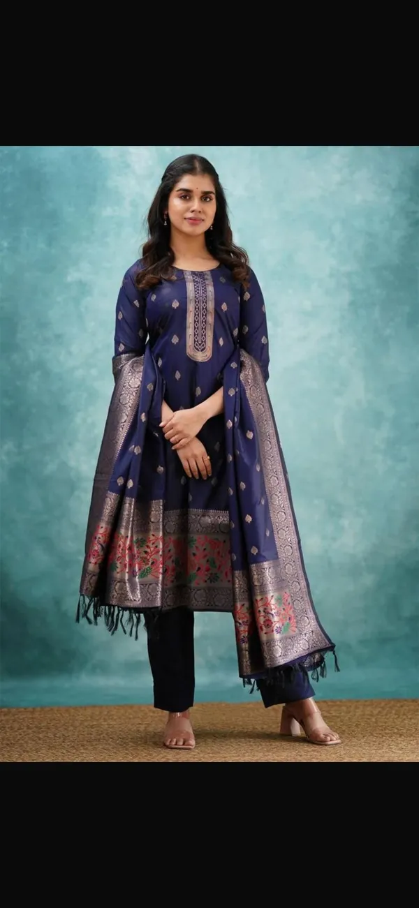 Navy_Blue_Art_Silk_Salwar_Suit_Set_For_Women