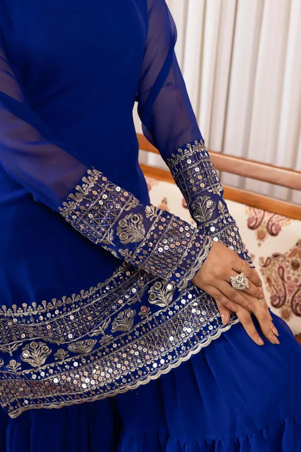 Royal_Blue_Georgette_Gharara_Suit_Set_For_Women