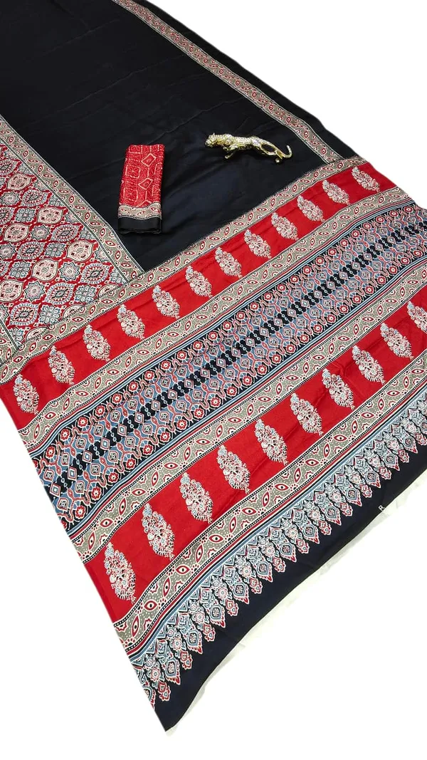 Black_&_Rust_Ajrakh_Print_Cotton_Saree_with_Tassel_Pallu