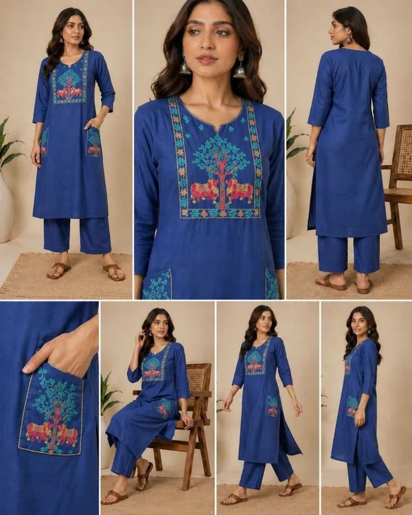 Elegant_Blue_Ethnic_Kurta_Trouser_Set_For_Women