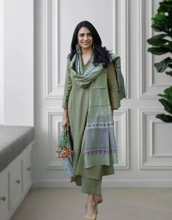 Elegant_Olive_Green_Cotton_Kurta_Set_with_Printed_Dupatta