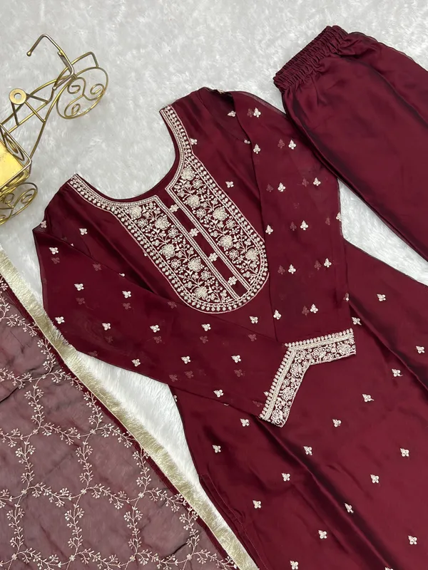 Maroon_Embroidered_Straight_Kurti_Pant_Set_with_Dupatta