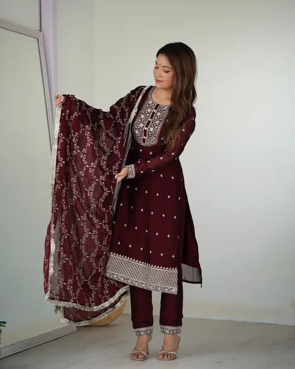 Maroon_Embroidered_Straight_Kurti_Pant_Set_with_Dupatta