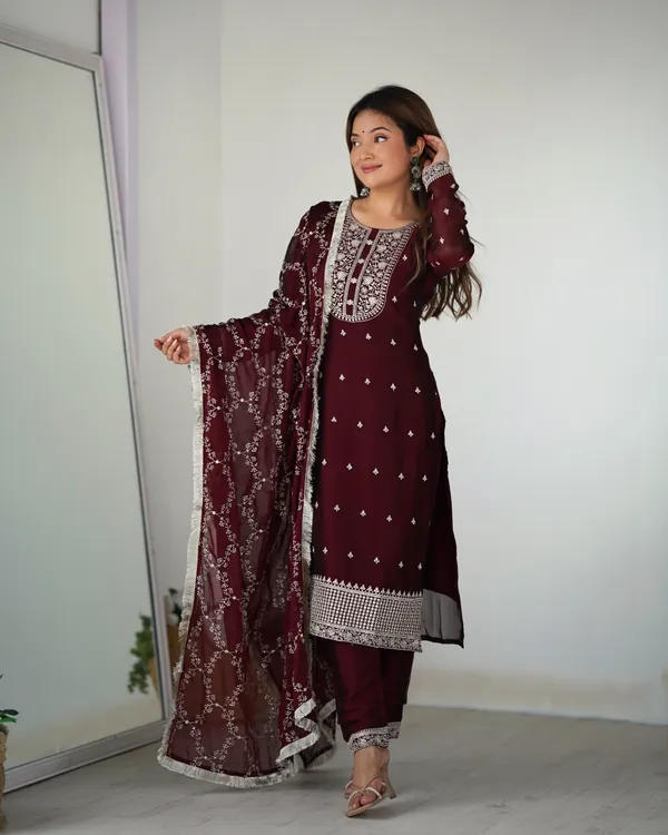 Maroon_Embroidered_Straight_Kurti_Pant_Set_with_Dupatta
