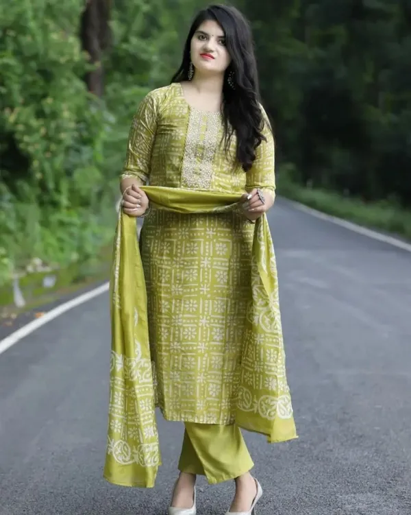 Olive_Green_Printed_Kurti_Palazzo_Set