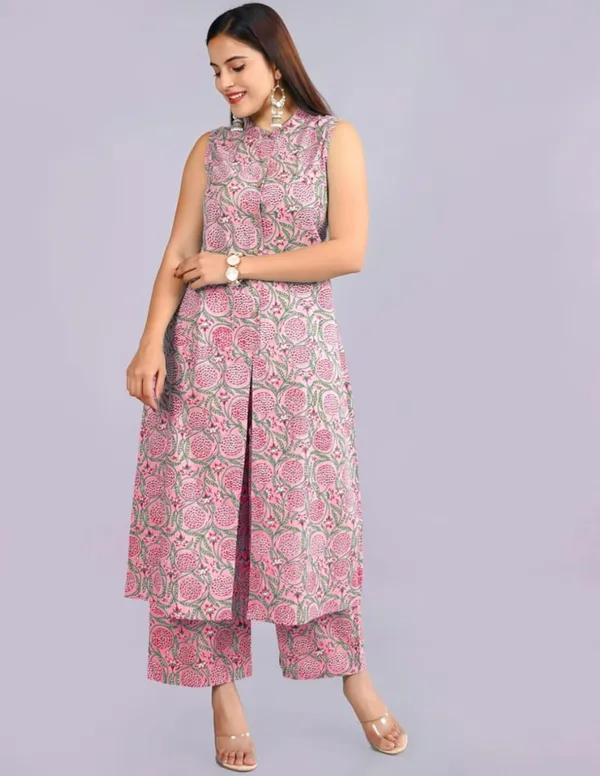 Pink_Floral_Printed_Sleeveless_Kurta_Pant_Set