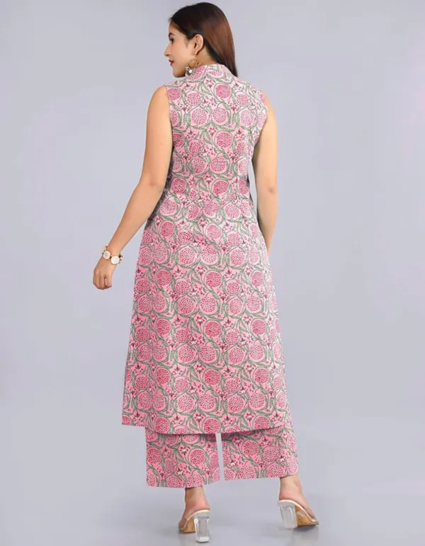 Pink_Floral_Printed_Sleeveless_Kurta_Pant_Set