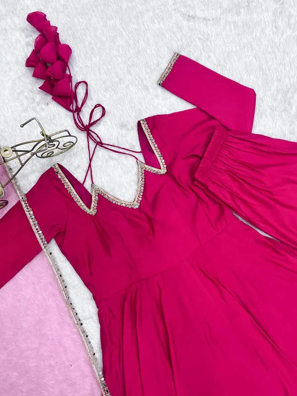 Rani_Pink_Anarkali_Suit_Set_&_Mirror_Work_Lace