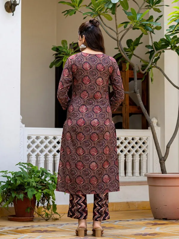 Rustic_Brown_Printed_Cotton_Kurti_with_Palazzo_&_Dupatta_Set