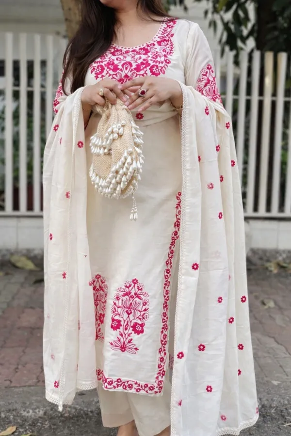 Women_Embroidered_Straight_Kurta_Set_With_Dupatta_(Cream_&_Red)