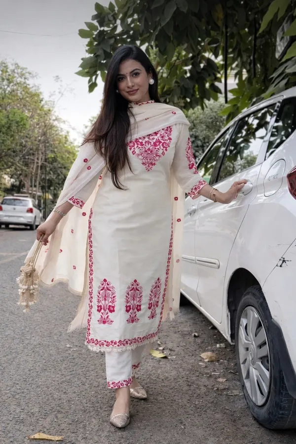 Women_Embroidered_Straight_Kurta_Set_With_Dupatta_(Cream_&_Red)