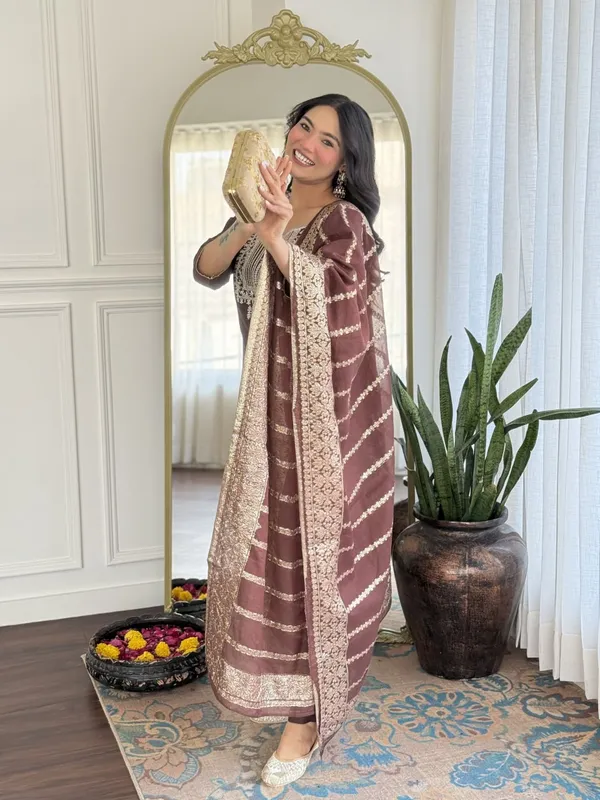 Women's_Brown_Embroidered_Kurta_Pant_Set_with_Dupatta