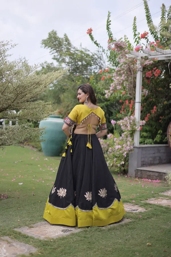 Women's_Embroidered_Crop_Top_&_Flared_Lehenga_Set_–_Black_&_Mustard_Yellow_Edition_&_NAVRATRI_LEHENGA_CHOLI