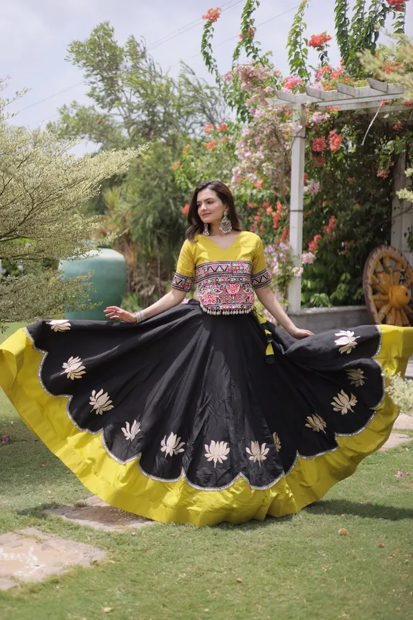 Women's_Embroidered_Crop_Top_&_Flared_Lehenga_Set_–_Black_&_Mustard_Yellow_Edition_&_NAVRATRI_LEHENGA_CHOLI