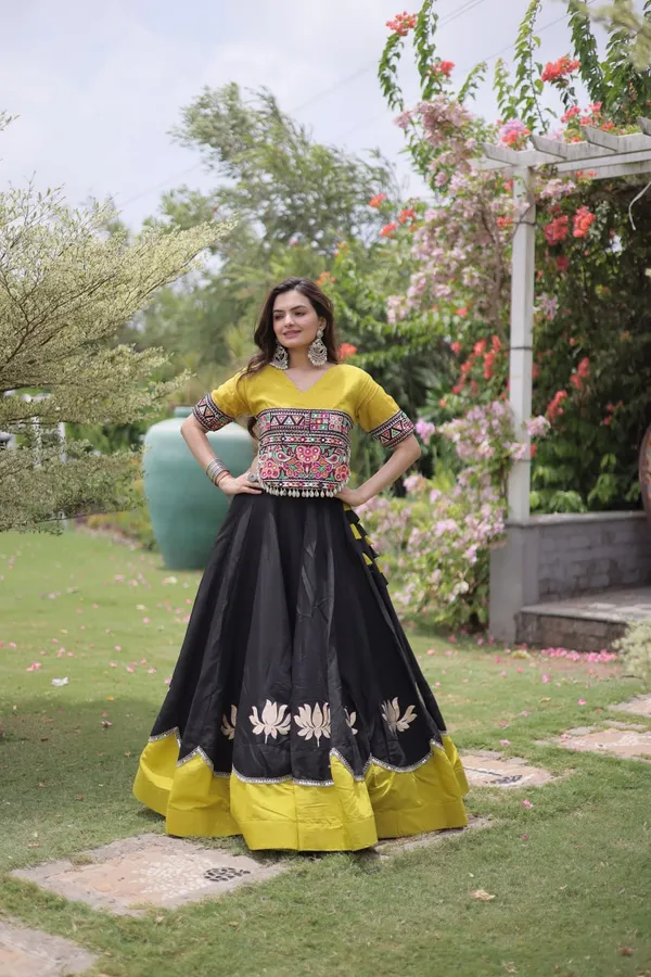 Women's_Embroidered_Crop_Top_&_Flared_Lehenga_Set_–_Black_&_Mustard_Yellow_Edition_&_NAVRATRI_LEHENGA_CHOLI