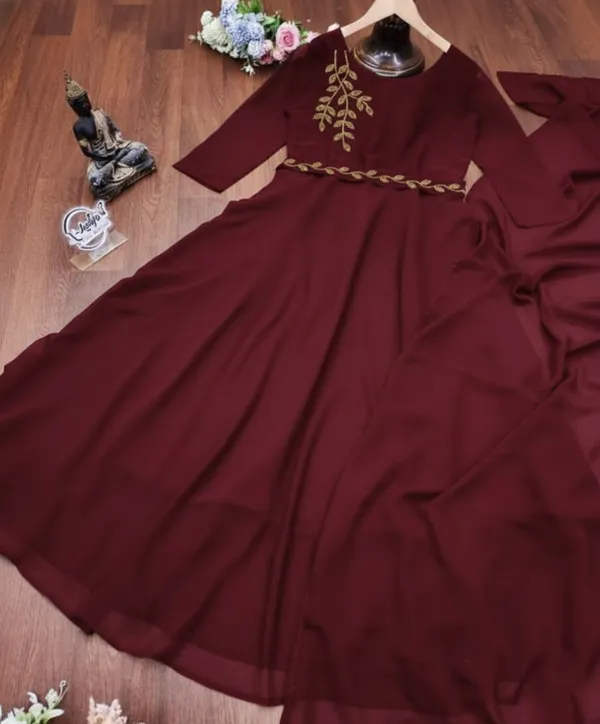 Women_Maroon_Embroidered_Anarkali_Gown_With_Dupatta