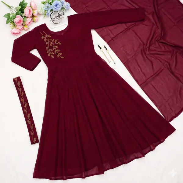 Women_Maroon_Embroidered_Anarkali_Gown_With_Dupatta