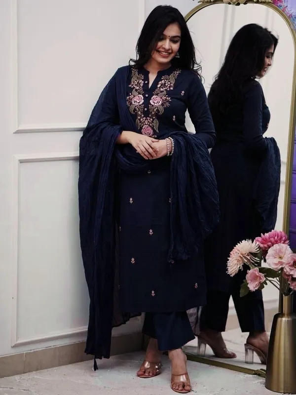 Women's_Navy_Blue_Floral_Embroidered_Kurta_Palazzo_Set_with_Dupatta