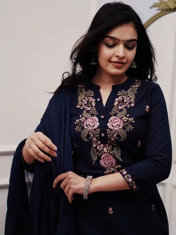 Women's_Navy_Blue_Floral_Embroidered_Kurta_Palazzo_Set_with_Dupatta
