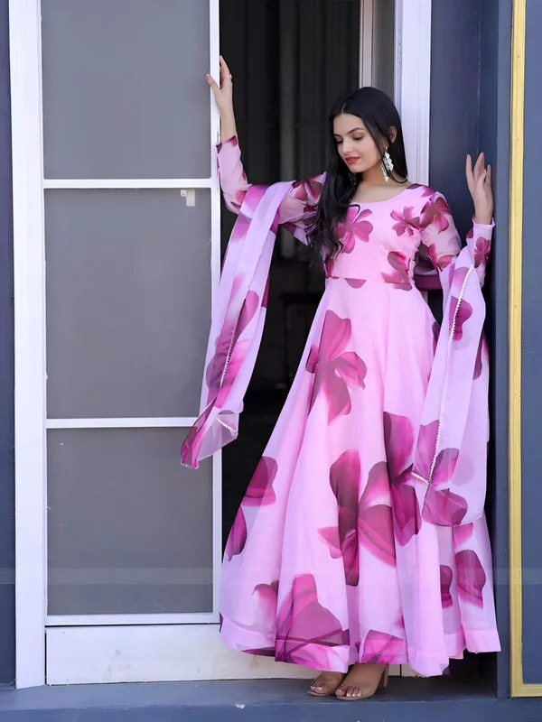 Women's_Pink_Floral_Print_Anarkali_Gown_with_Dupatta