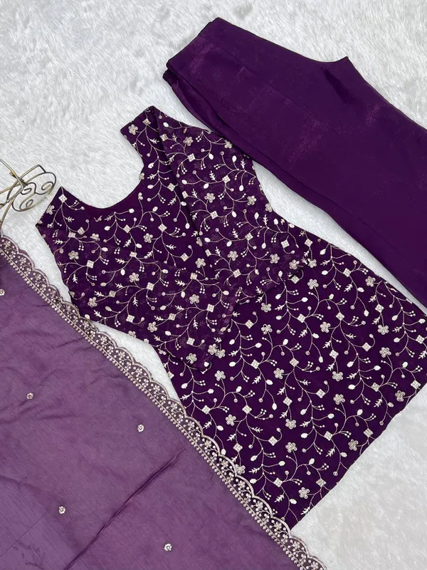 Women’s_Purple_Embroidered_Kurta_Palazzo_with_Dupatta_Set