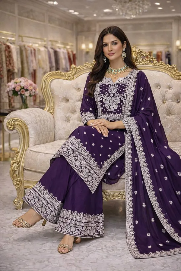 Women's_Purple_Embroidered_Kurta_Sharara_Set_with_Dupatta