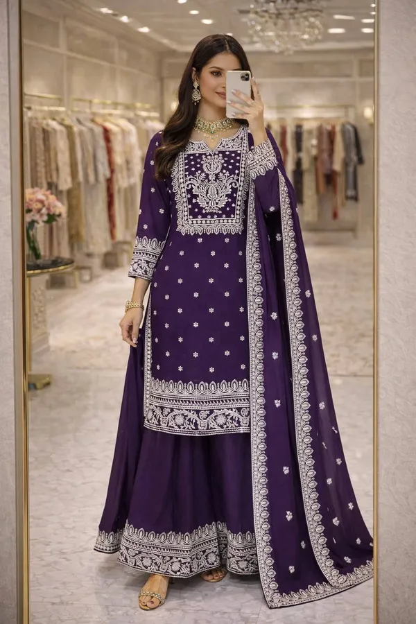 Women's_Purple_Embroidered_Kurta_Sharara_Set_with_Dupatta