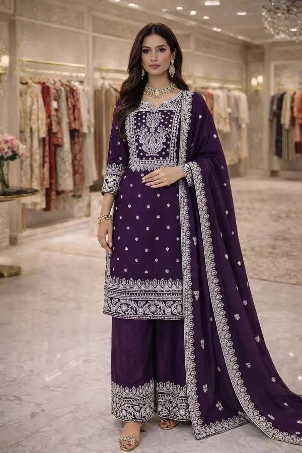 Women's_Purple_Embroidered_Kurta_Sharara_Set_with_Dupatta