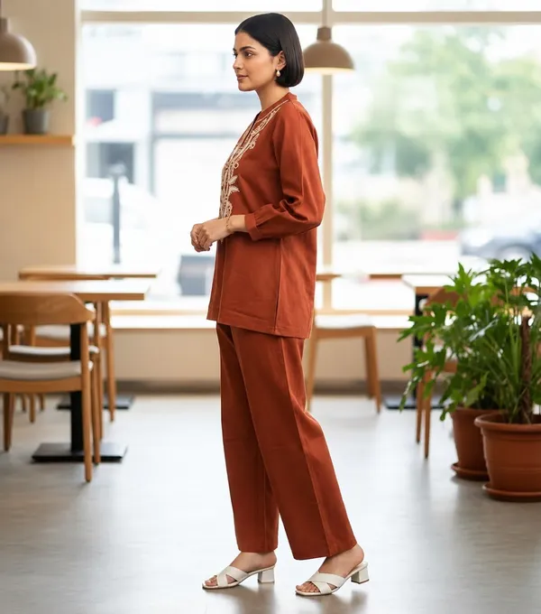 Women's_Rust_Embroidered_Co-Ord_Set