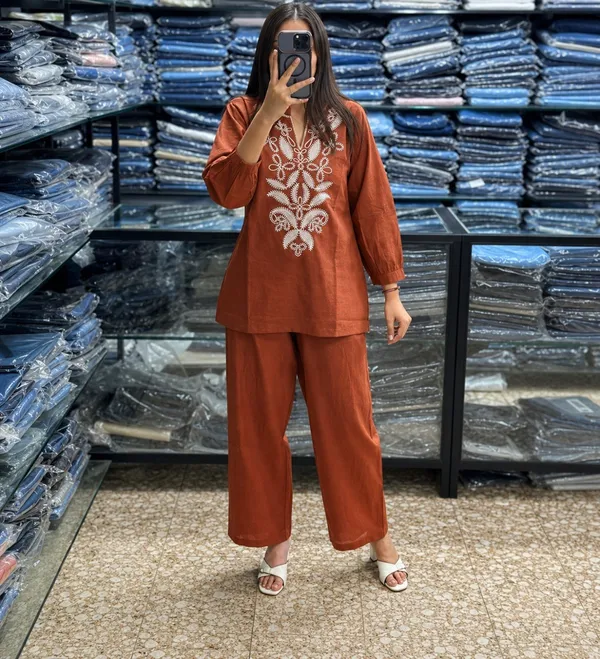 Women's_Rust_Embroidered_Co-Ord_Set