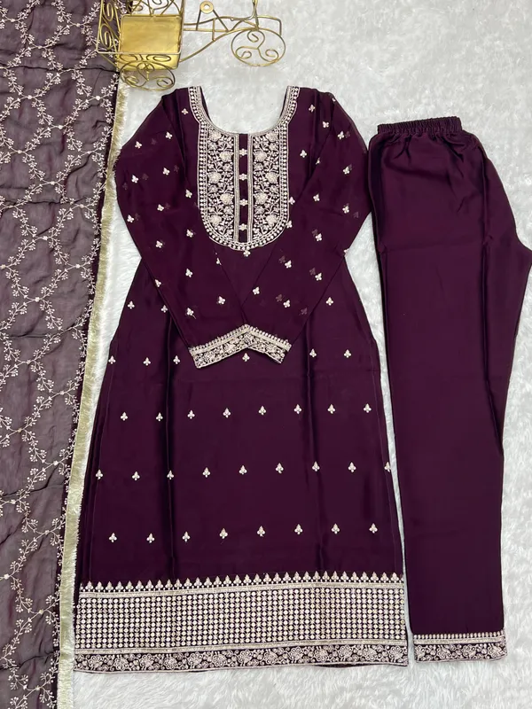 Women's_Wine_Embroidered_Kurta_Palazzo_with_Dupatta_Set