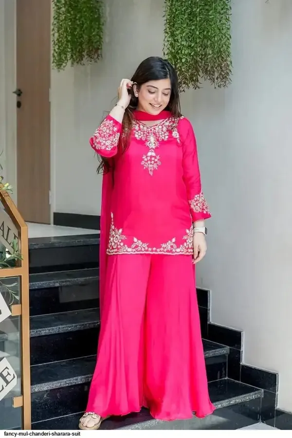 Fancy_Mul_Chanderi_Sharara_Suit_Pink_Embroidered_Ethnic_Wear
