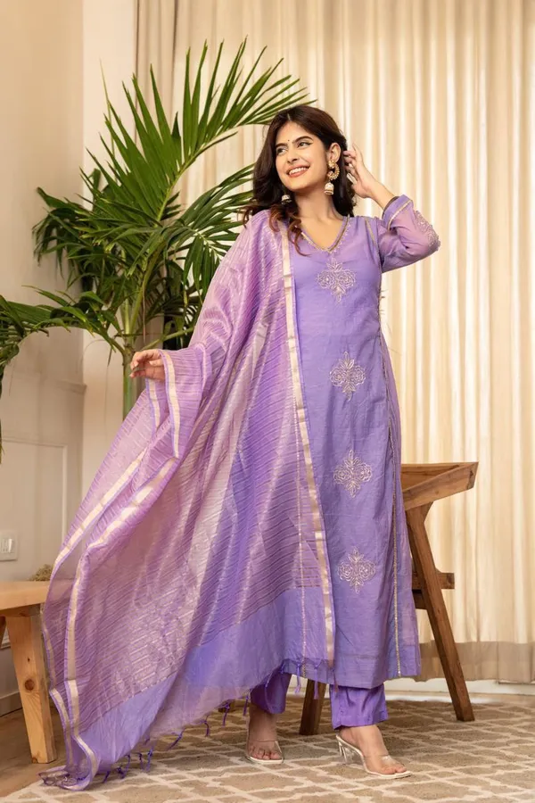 Purple_Chanderi_Silk_Kurta_Set_With_Embroidered_Details_And_Dupatta