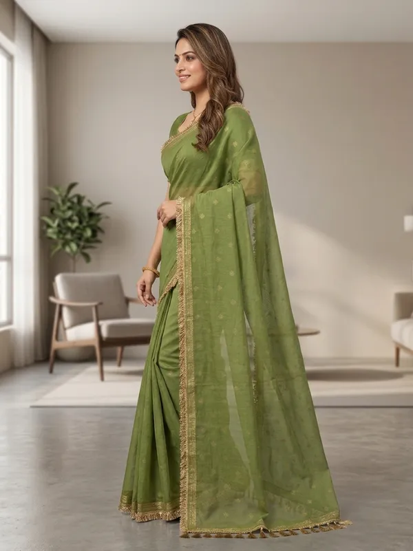 Classic_Mehndi_Green_Ethnic_Saree_with_Rich_Gold_Detailing